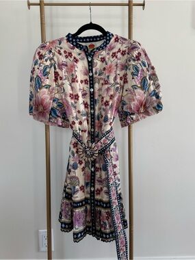 farm rio blue ainika tropical splendor mini dress FARM Rio Ainika Tropical Splendor Dress